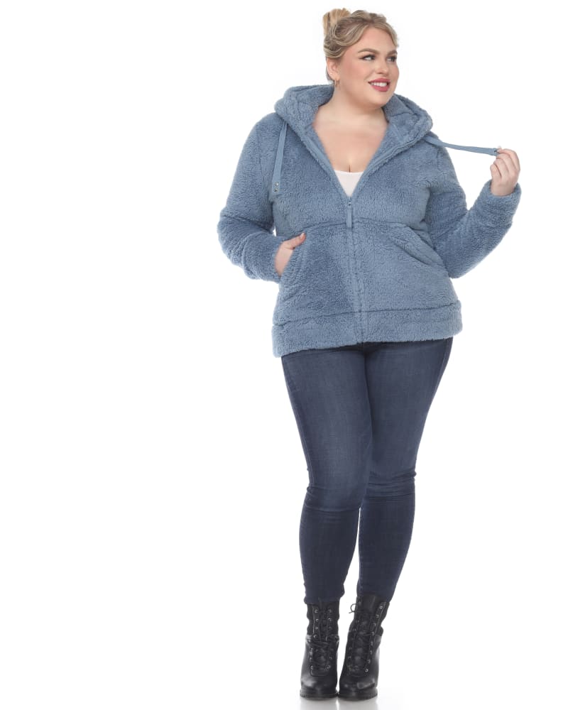Plus size sherpa zip up jacket clearance